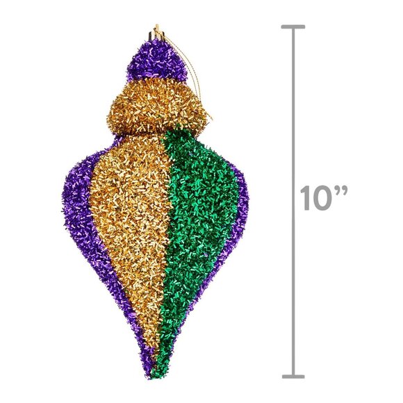 Mardi Gras Tinsel Finial Ornament - Picture 1 of 3
